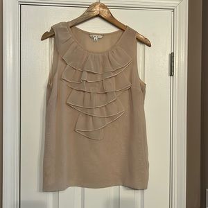 CAbi sheer camisole top with ruffles.